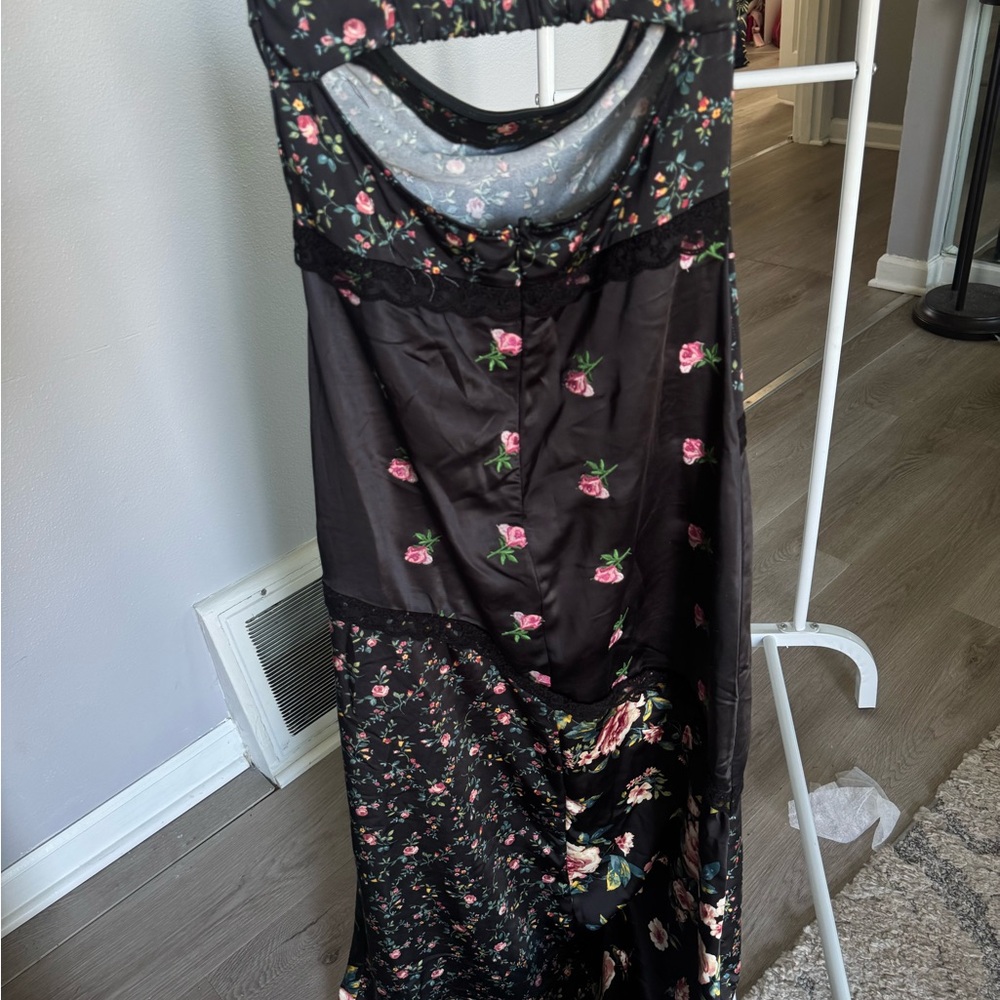 Altar'd State Black Floral Strapless Slip Dress - Picture 2 of 4
